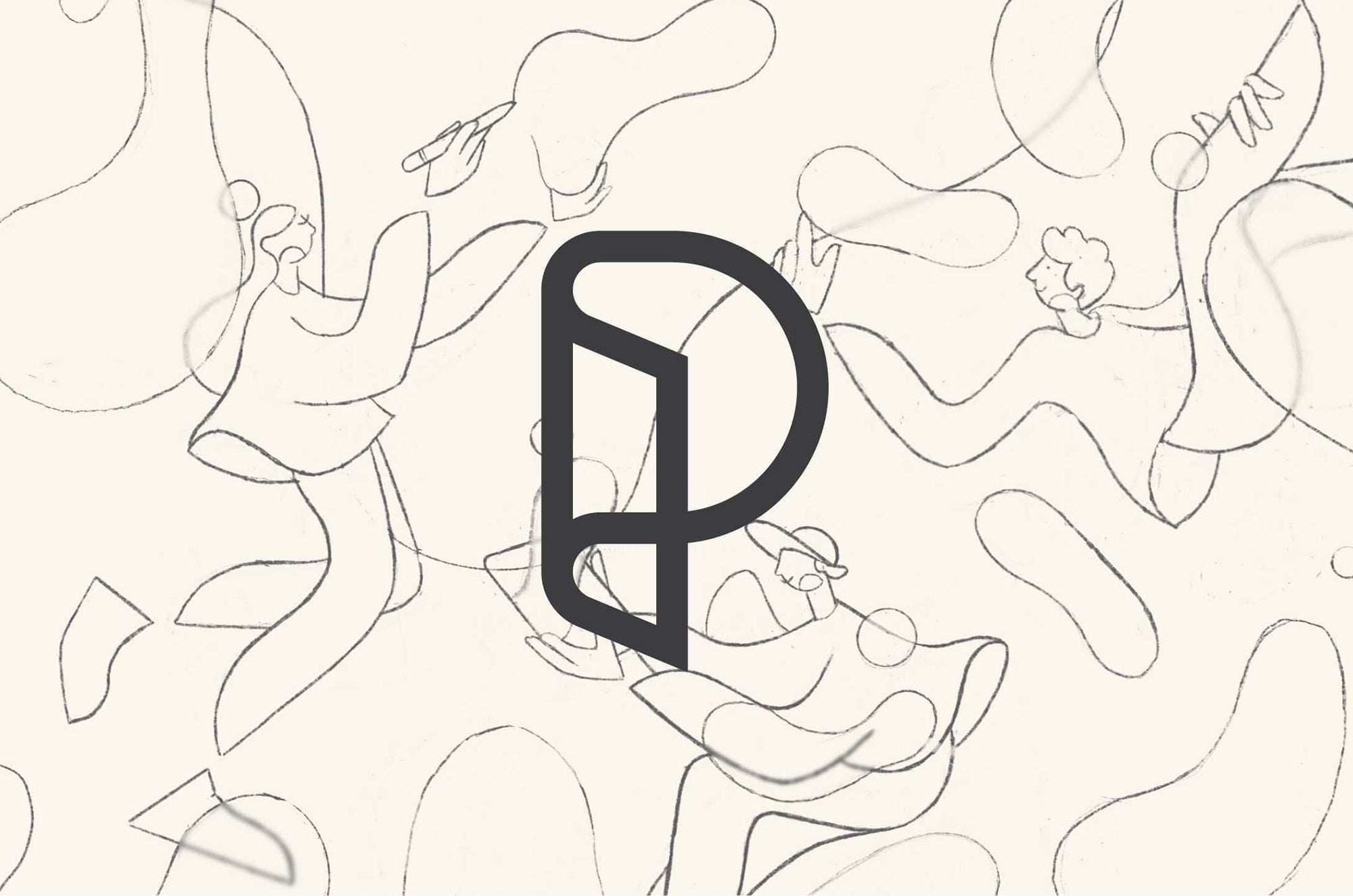 Paperlike™ logo overlaid on a background of hand-drawn sketch illustrations of people in motion.