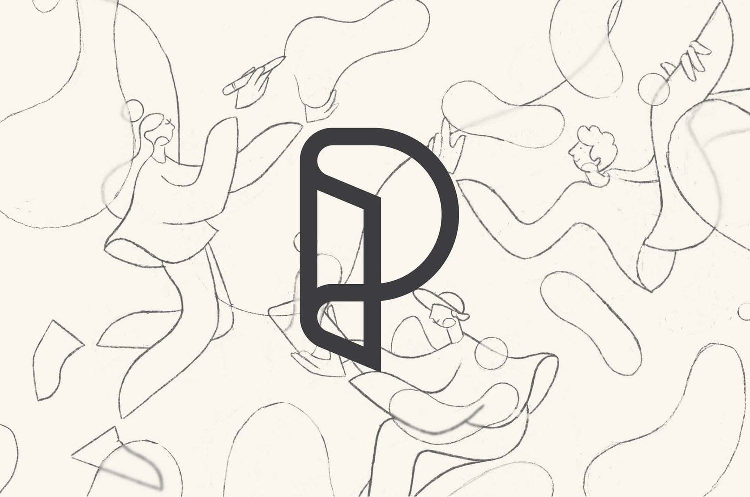 Paperlike™ logo overlaid on a background of hand-drawn sketch illustrations of people in motion.