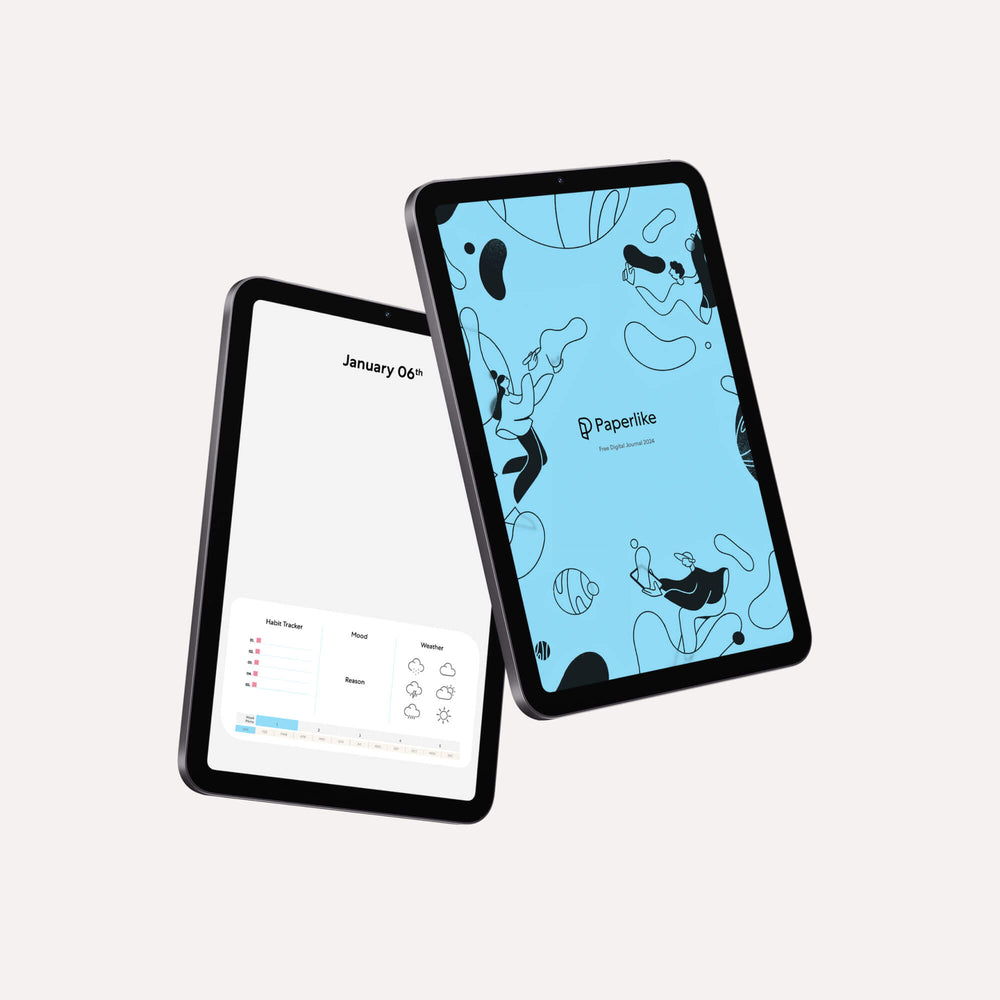 2 iPads with the display of the journal in light mode