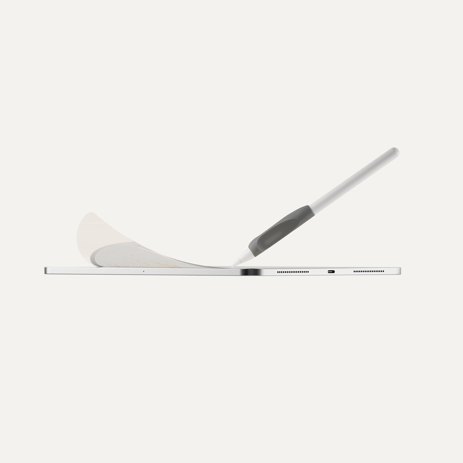 A Paperlike pencil grip on an Apple pencil drawing on an Apple iPad