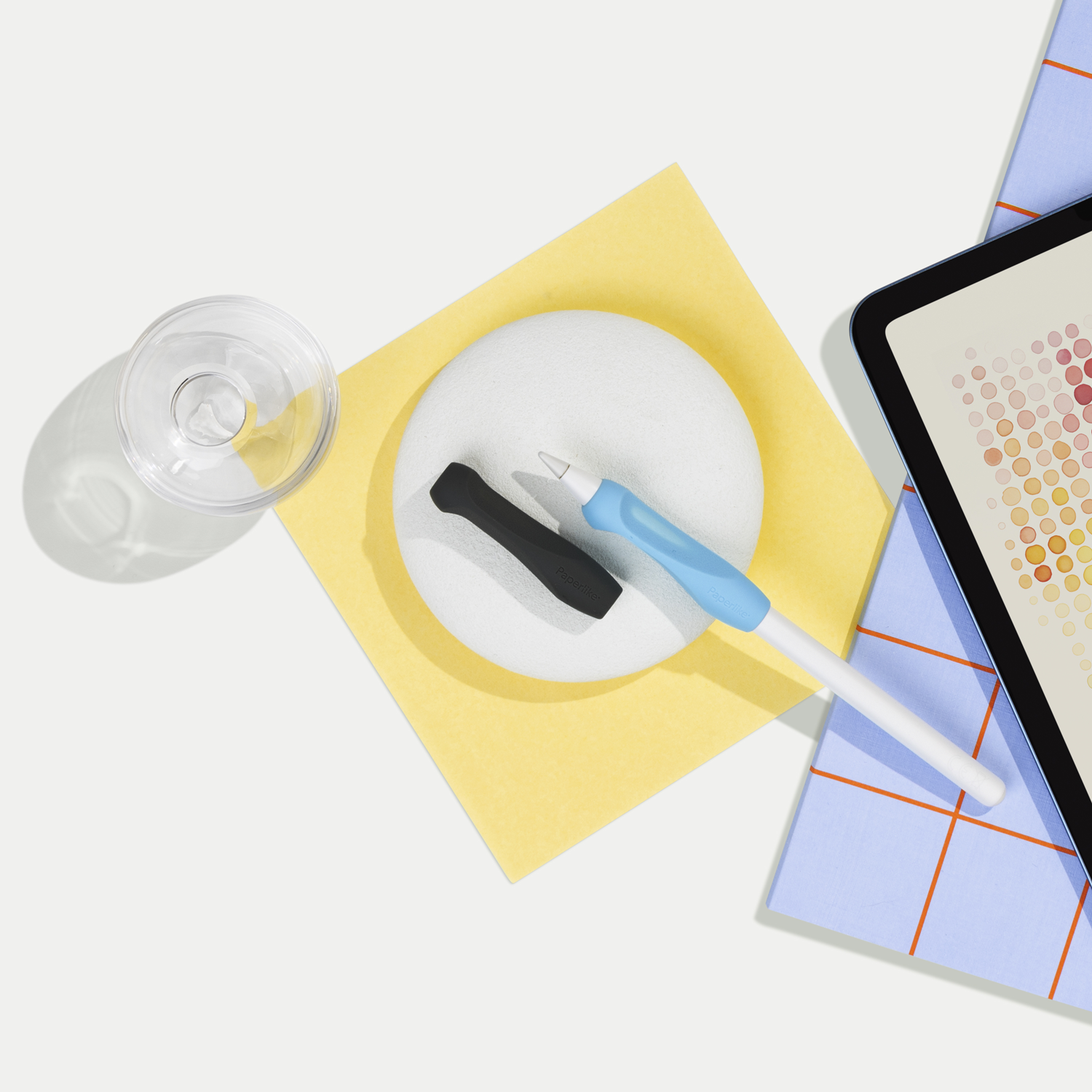 Paperlike Pencil Grips in Blue and Charcoal for precision when you're writing and drawing on your iPad