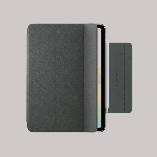 Paperlike’s Folio Case attached to an iPad with the flap open to show the Apple Pencil.