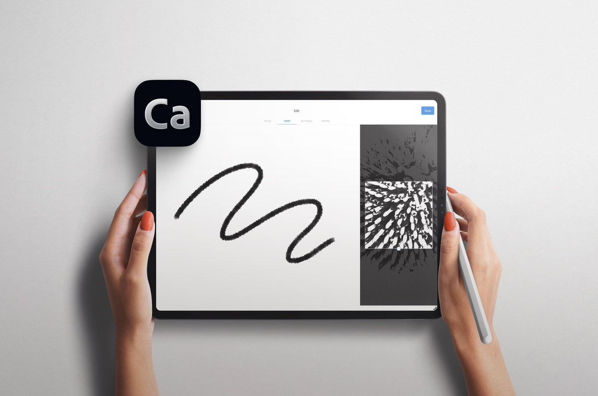 Someone holding an iPad with Adobe Capture open on the screen.