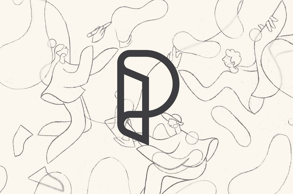 Paperlike™ logo overlaid on a background of hand-drawn sketch illustrations of people in motion.