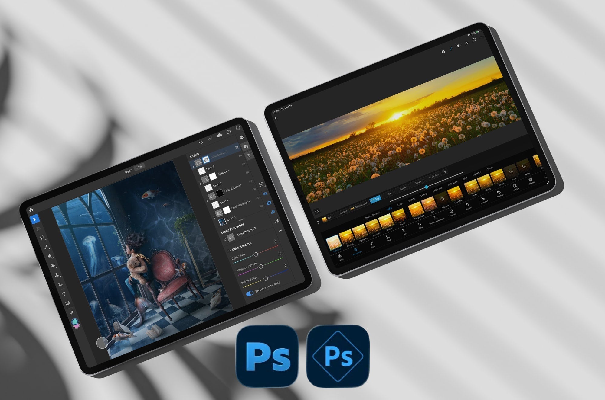 Adobe Photoshop for iPad vs. Adobe Photoshop Express