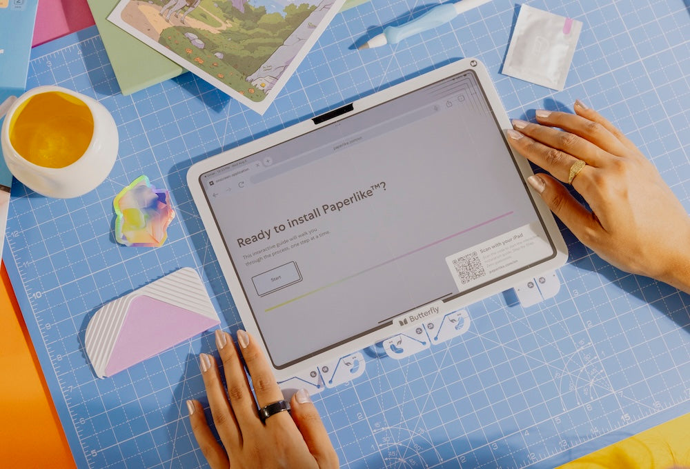 "Ready to install Paperlike?" displayed on the iPad.
