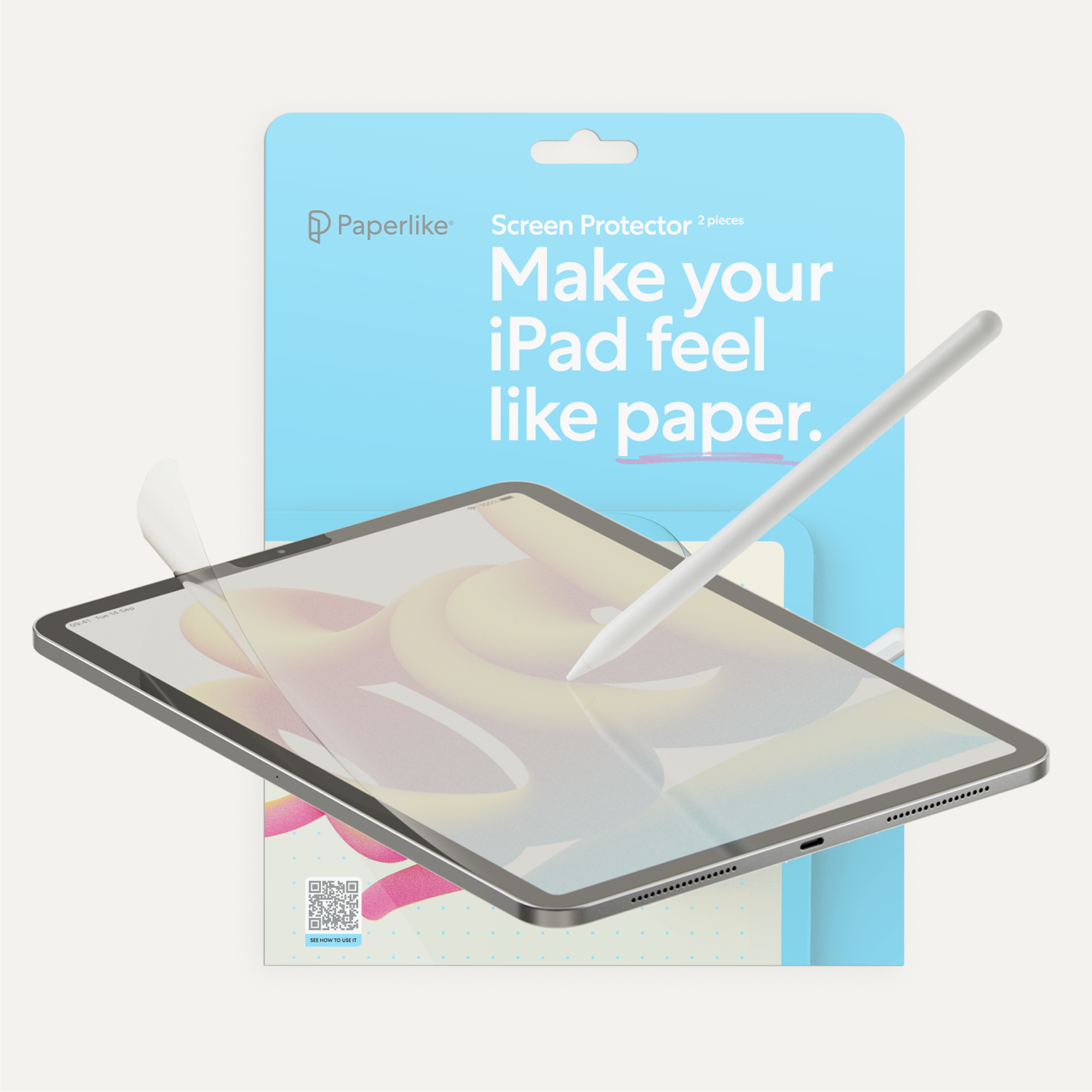 Paperlike Screen Protector for writing and drawing on Apple iPad. Made for Apple Pencil.