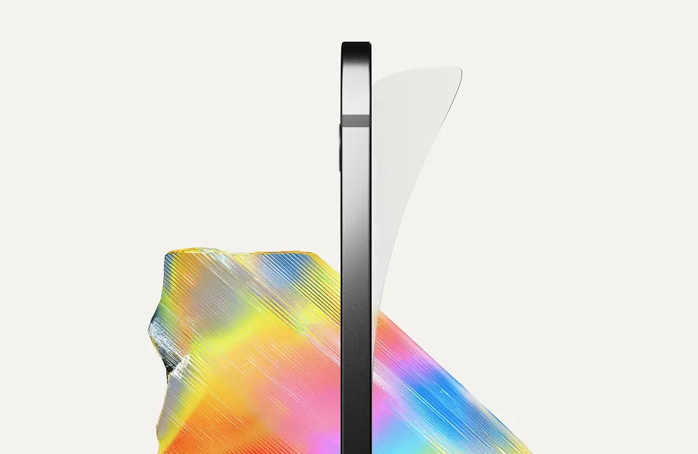 Paperlike's iPad Screen Protector from the side to show its thinness.