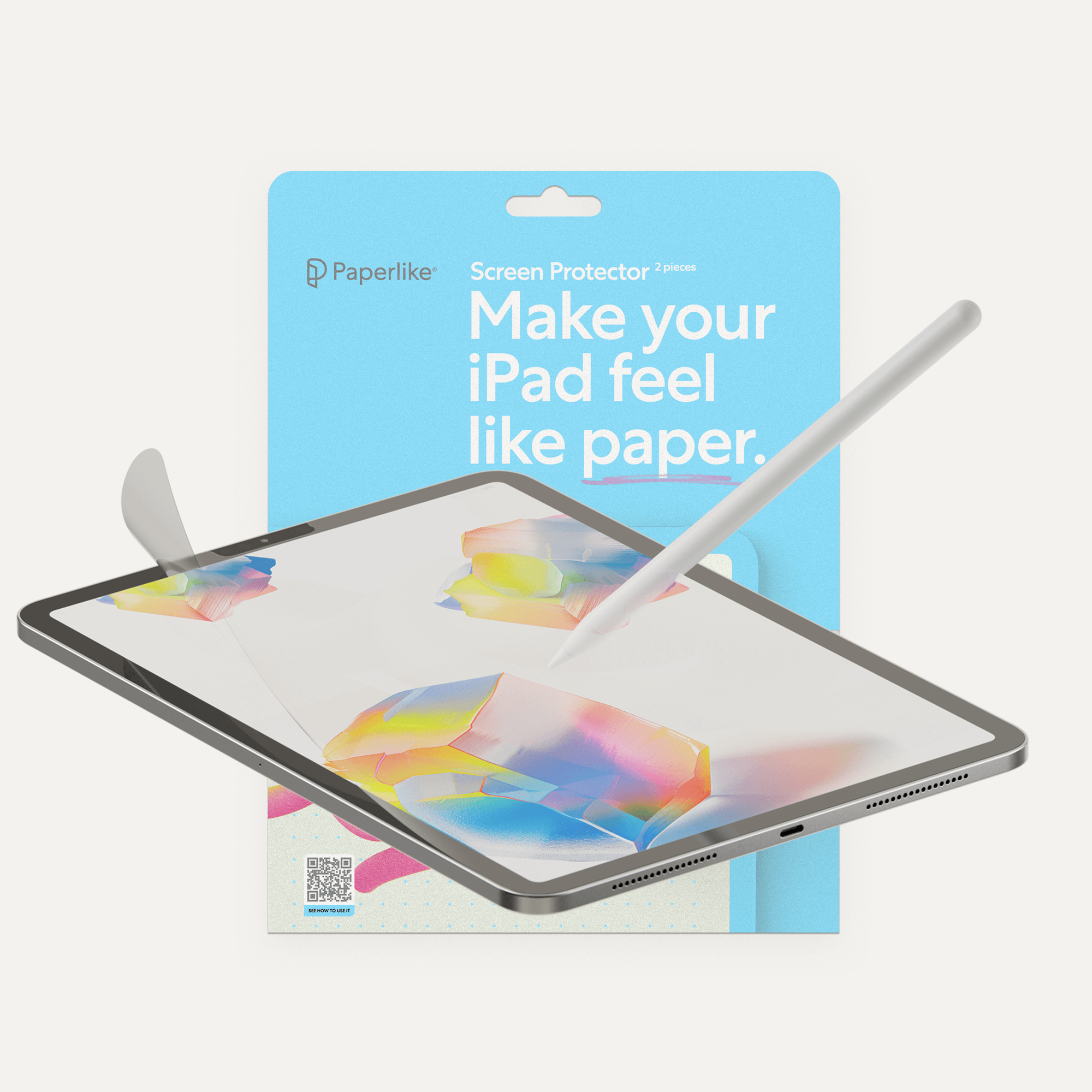 Paperlike Screen Protector for writing and drawing on Apple iPad. Made for Apple Pencil.