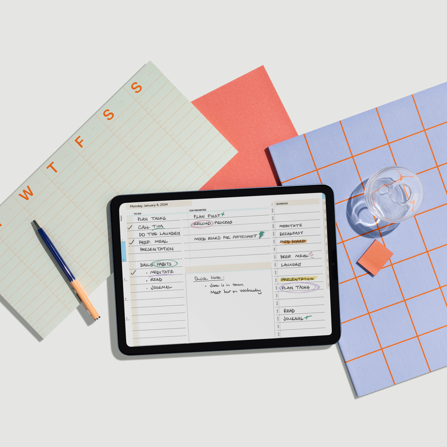 Paperlike's Pro Digital Planner for prioritizing, notetaking, goal tracking, and to-do's. Compatible with Goodnotes and Notability.