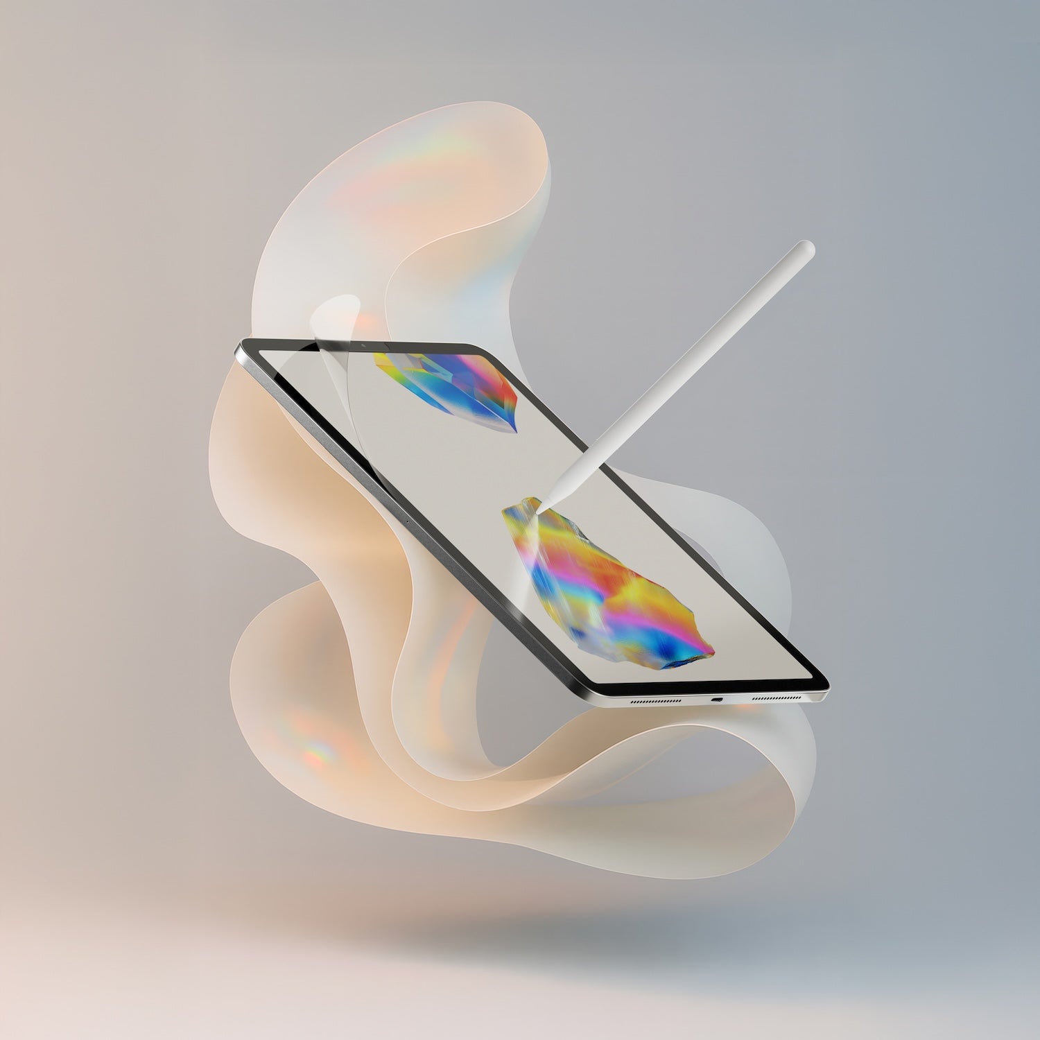iPad with Paperlike 3 floating on paper